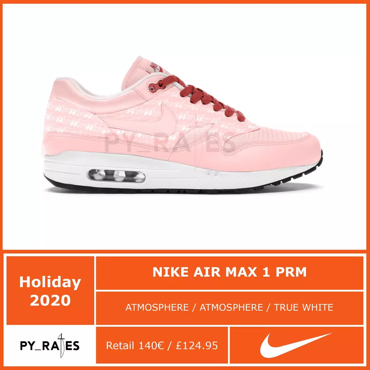 Nike Air Max 1 Powerwall Roze Limonade Releasedatum