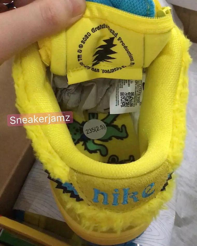 Grateful Dead Nike SB Dunk Low Yellow Bear CJ5378-700 발매일 첫 모습