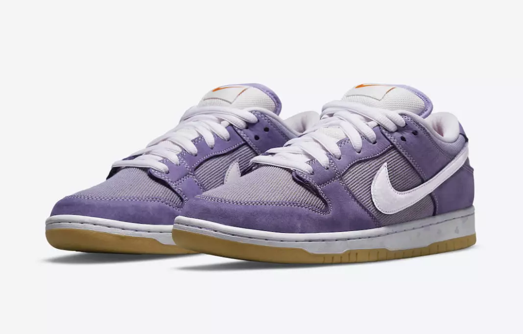 Nike SB Dunk alacsony narancssárga címke fehérítetlen csomagolás, lila DA9658-500 Megjelenés dátuma