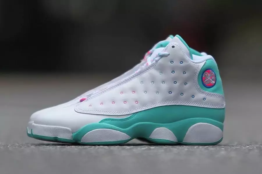 Air Jordan 13 GS Aurora Green Digital Pink 439358-100 Dáta Eisiúna