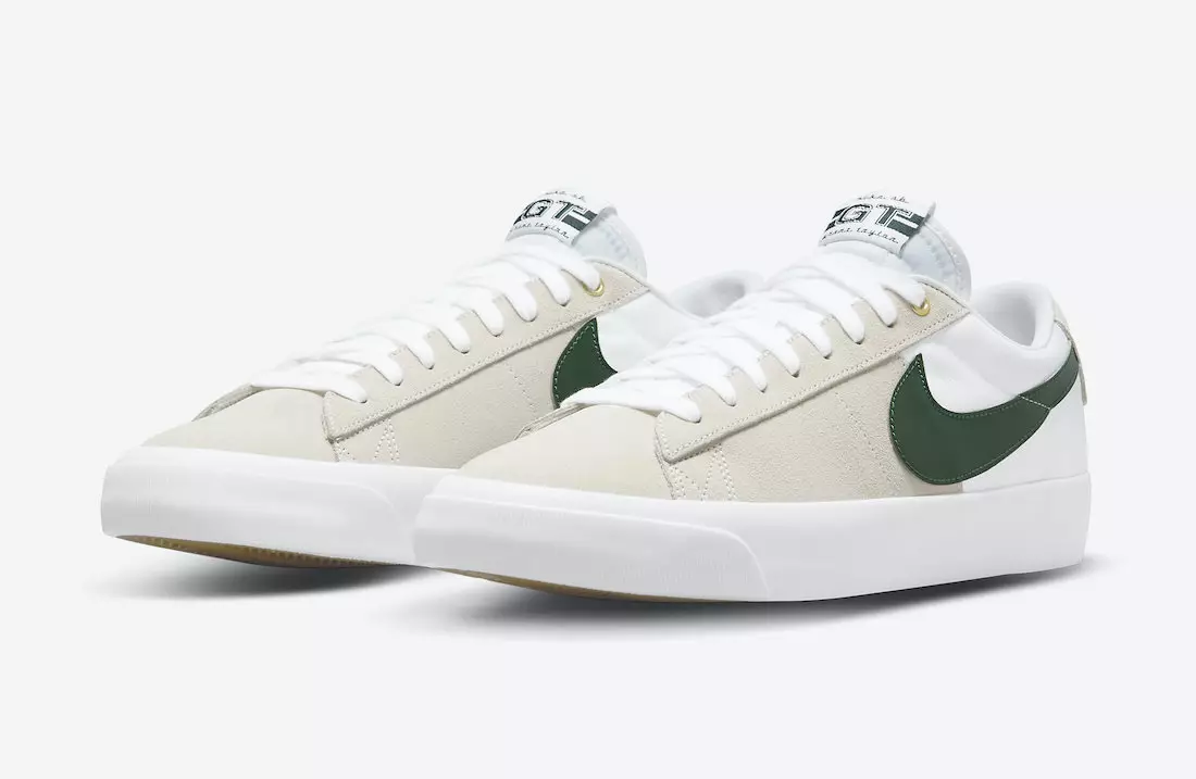 Grant Taylor's Nike SB Blazer Low Releasing Með dökkgrænum swooshes