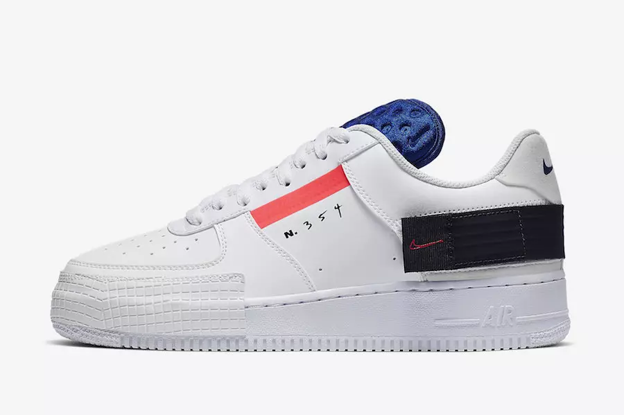 Nike Air Force 1 AF1 סוג נמוך לבן אדום מסלול שחור CI0054-100 תאריך שחרור