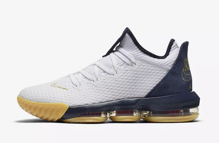 Nike LeBron 16 Low Olympic USA White Midnight Navy Metallic Gold CI2668-101 Tarikh Tayangan