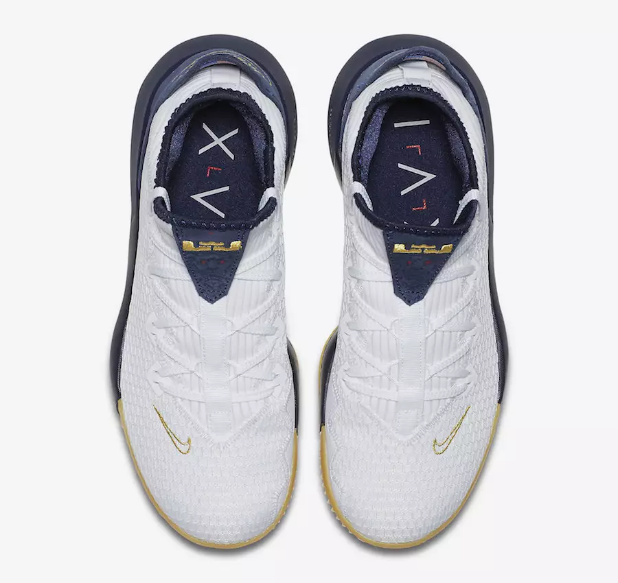 Nike LeBron 16 Low Olympic USA Цагаан Шөнө дундын Тэнгисийн цэргийн металл алт CI2668-101 худалдаанд гарсан огноо