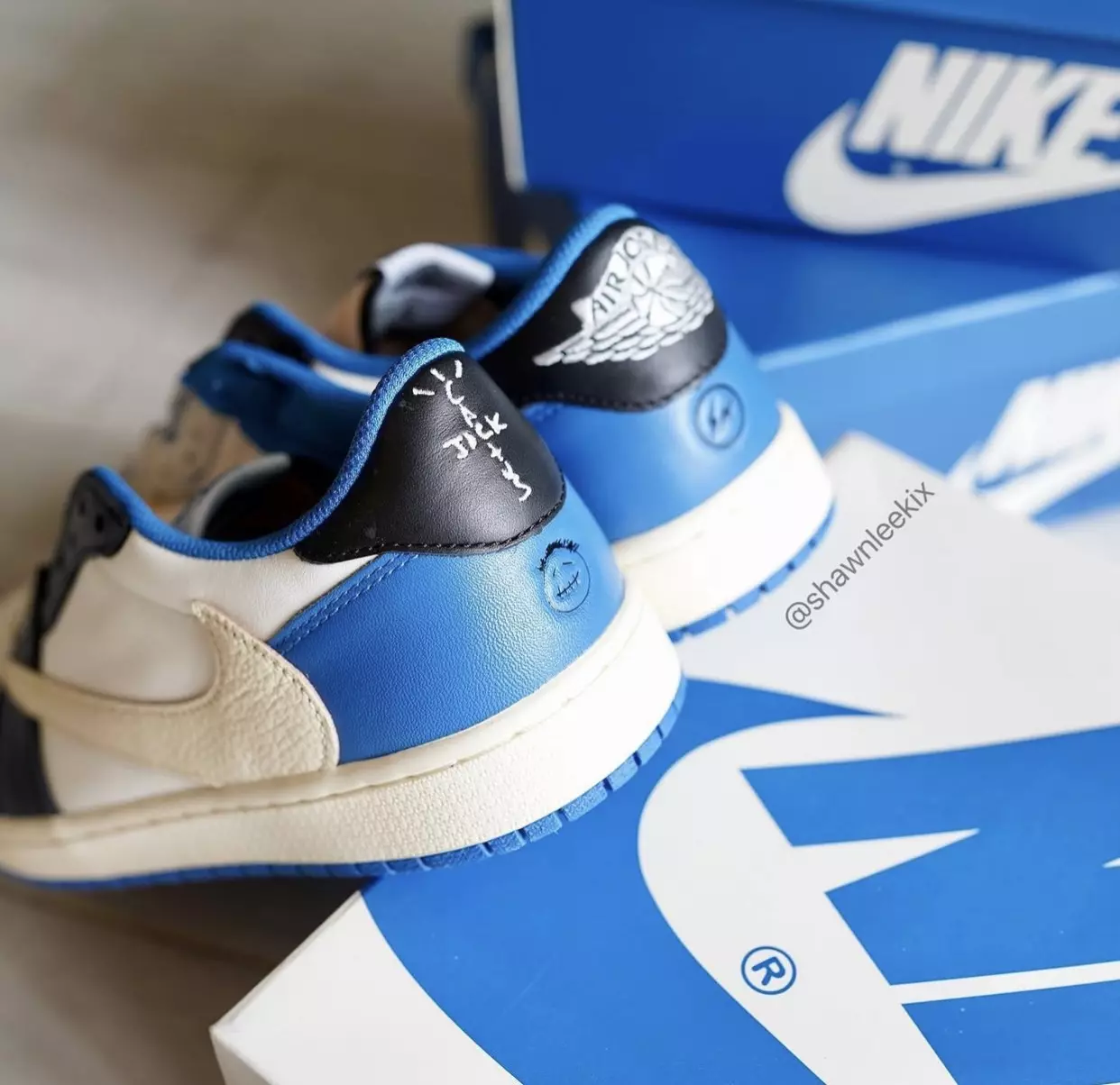 Travis Scott Fragment Air Jordan 1 Pacáistiú Íseal