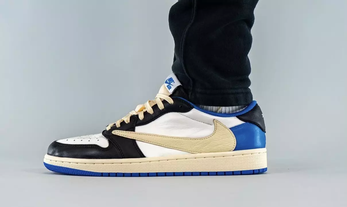 Travis Scott x Fragment x Air Jordan 1 Rendah DM7866-140 Tanggal Rilis On-Foot