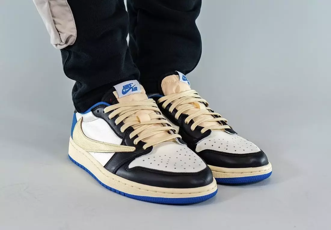 Travis Scott x Fragment x Air Jordan 1 Low DM7866-140 Chiqish sanasi oyoqda