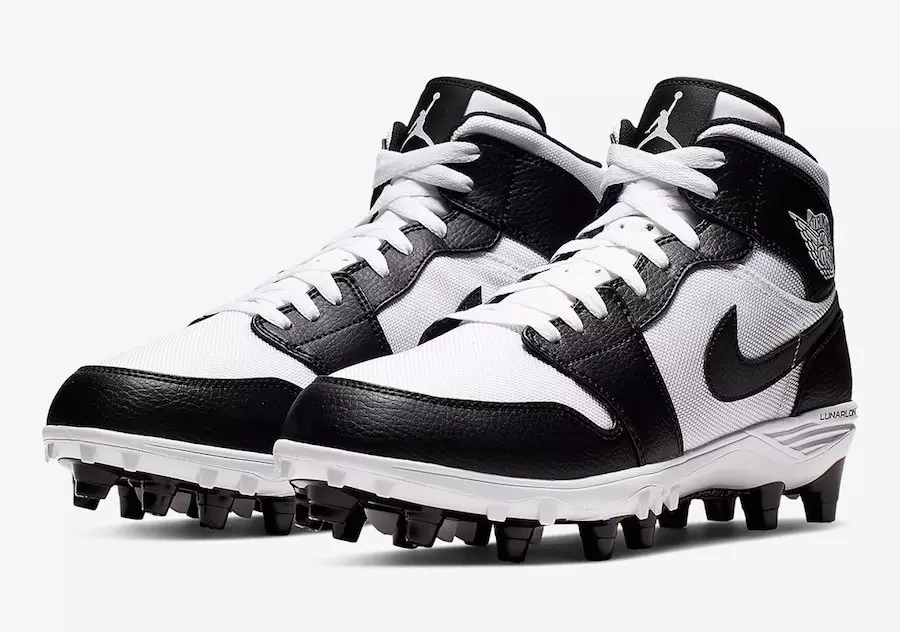 Air Jordan 1 Mid Football Cleats White Black