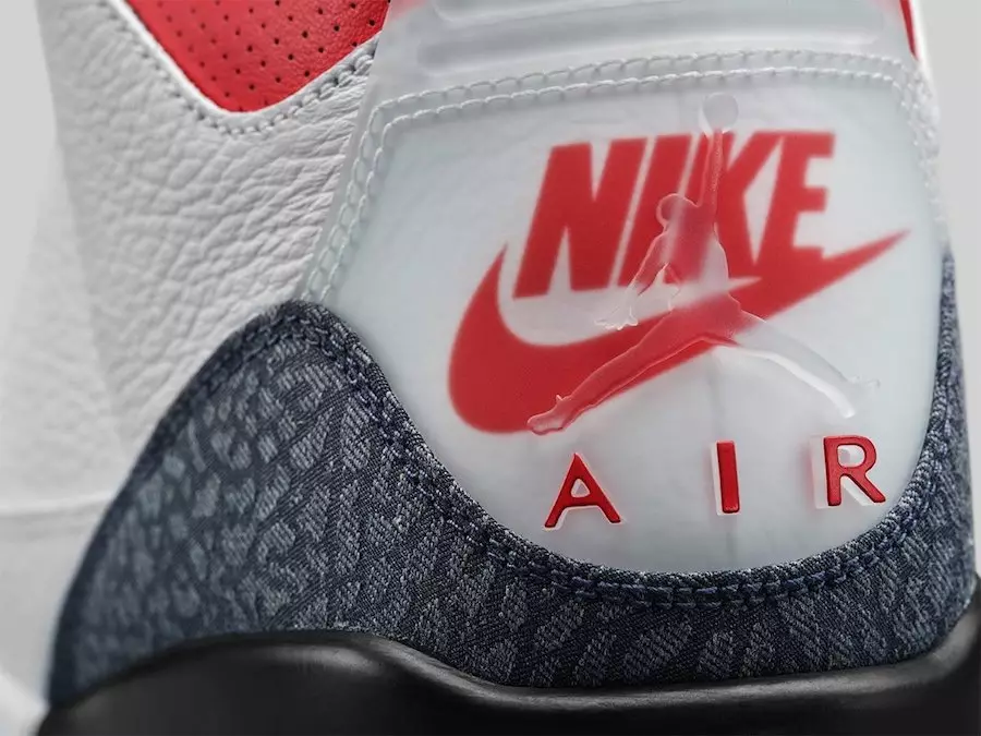 potisk slona v surovém denimovém provedení inspirovaný Japonskem na patě, špičce a fixu. Tento model má průsvitné patky Nike Air a Jumpman a je dodáván ve speciálním džínovém obalu s potiskem slona.