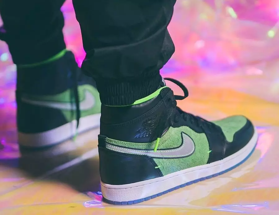 Air Jordan 1 High Zoom Zwart Groen CK6637-002 Releasedatum op de voeten