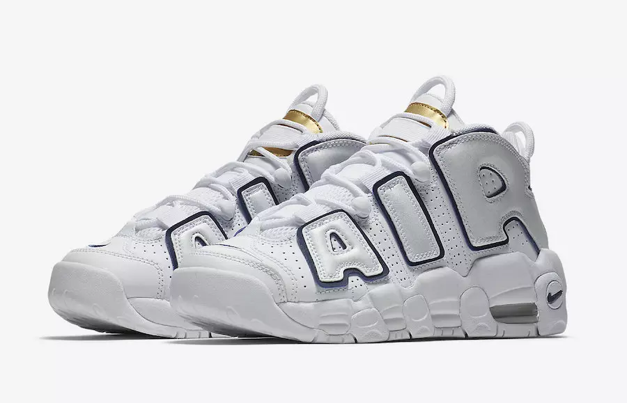 Nike Air More Uptempo White Navy Gold 415082-109 تاريخ الإصدار