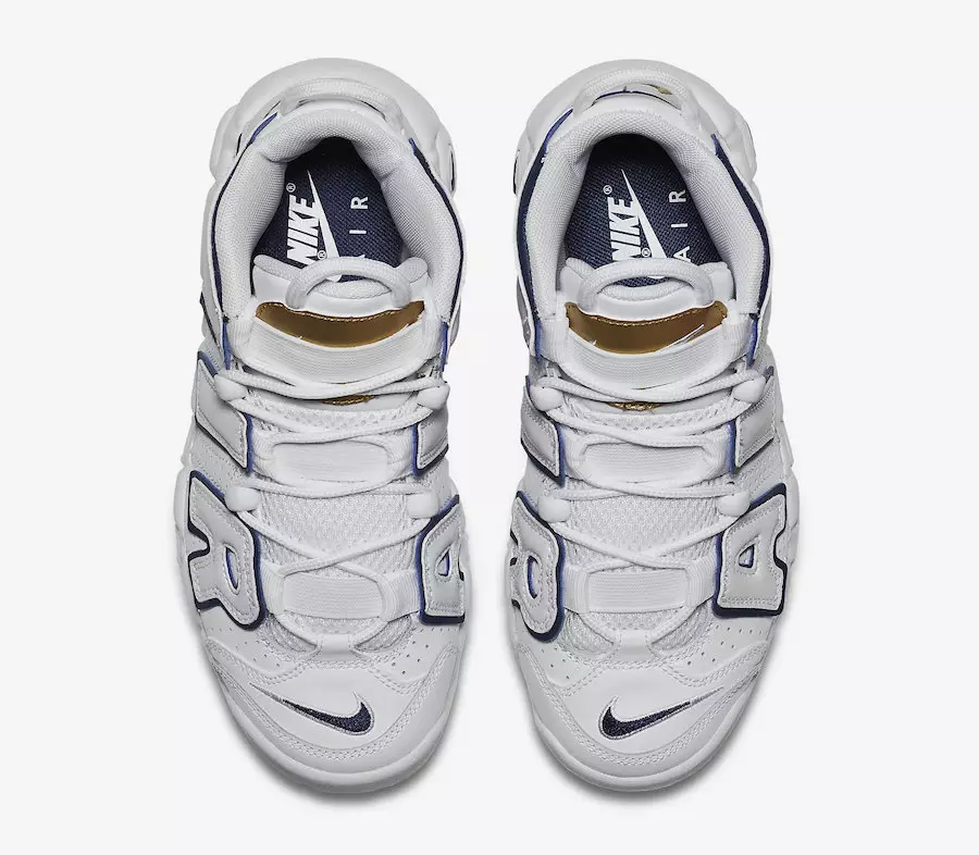 تاریخ انتشار Nike Air More Uptempo White Navy Gold 415082-109