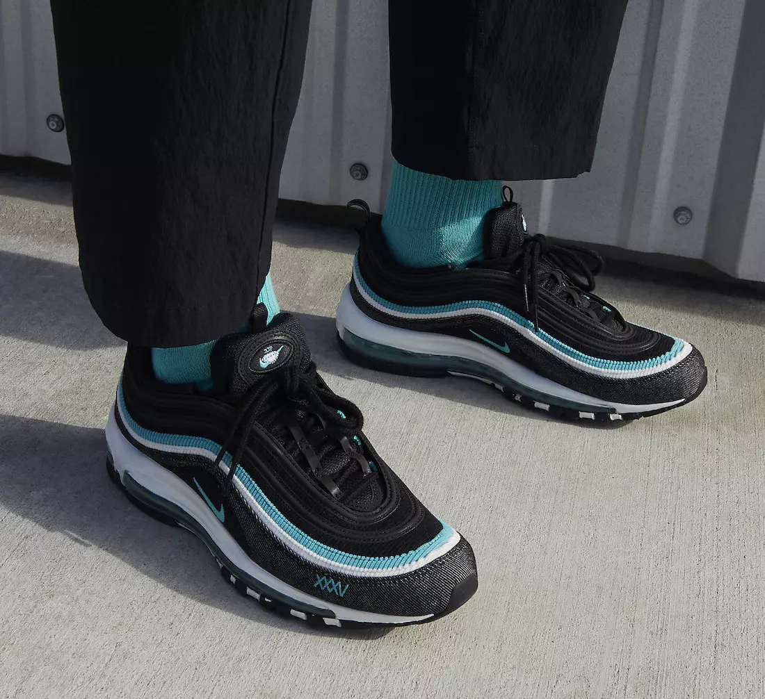 Nike Air Max 97 SE Sport Turbo အနက်ရောင် Sport Turquoise Summit White DN1893-001 ဖြန့်ချိသည့်ရက်စွဲ