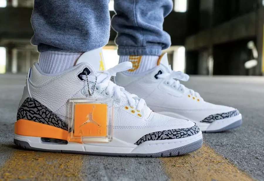 Air Jordan 3 Laser Orange CK9246-108 izlaišanas datums uz kājām