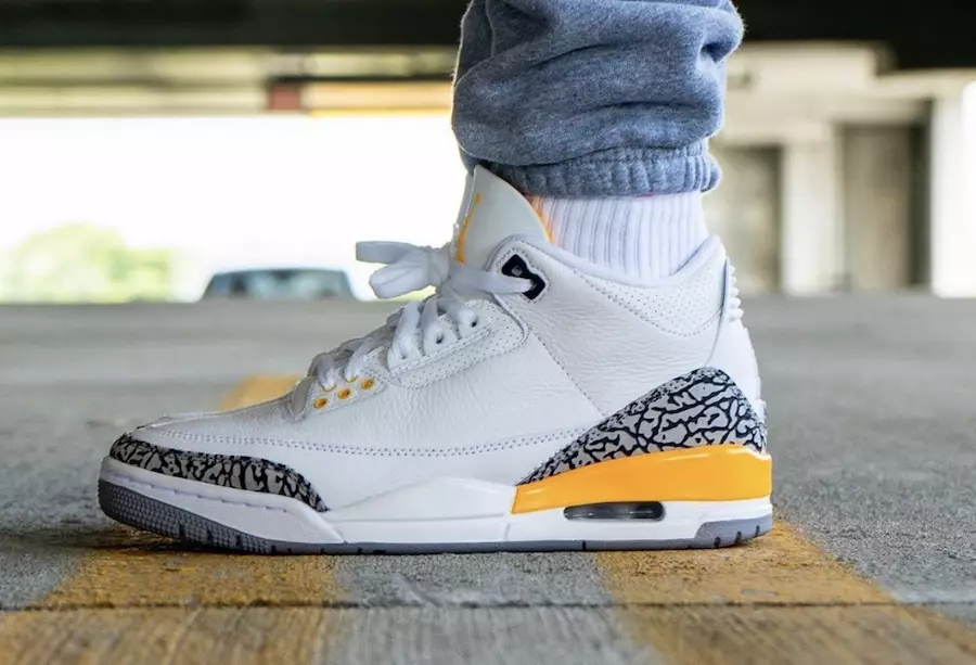 Air Jordan 3 Laser Orange CK9246-108 Útgáfudagur á fótum