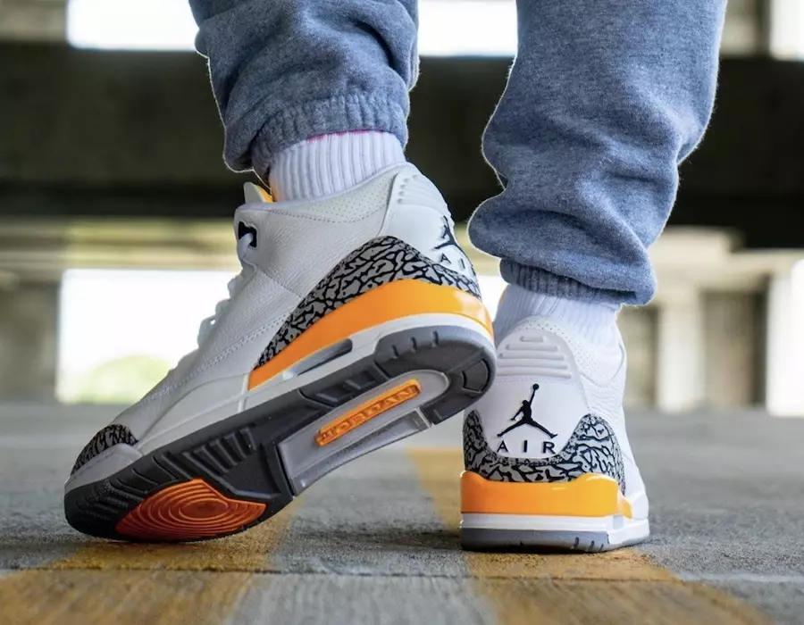 Air Jordan 3 Laser Arancio CK9246-108 Data di rilascio sui piedi