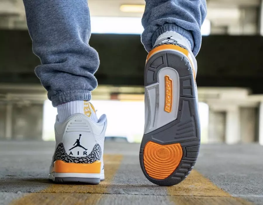 Air Jordan 3 Laser Orange CK9246-108 Data de lançamento nos pés