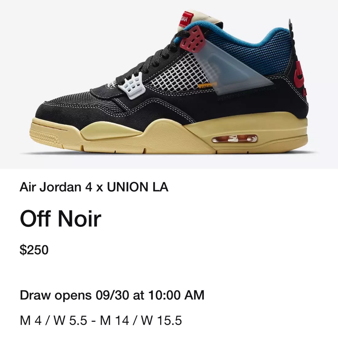 Union Air Jordan 4 Off Noir DC9533-001 худалдаанд гарсан огноо