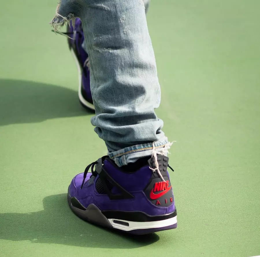 Travis Scott Air Jordan 4 violets zamšādas papēdis