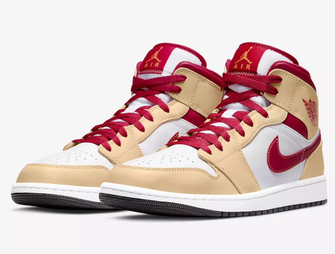 Air Jordan 1 Mid Beige Tan Red 554724-201 Utgivningsdatum