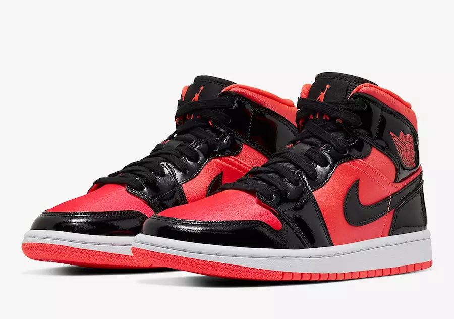 Air Jordan 1 Mid Gefa út í heitu punchi með lakkleðri