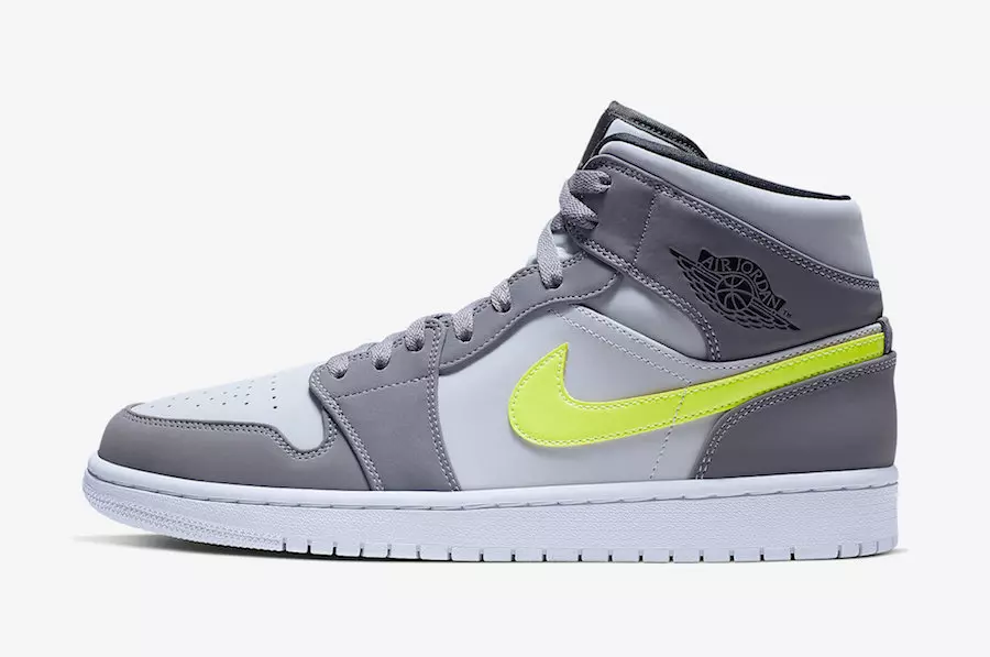 Air Jordan 1 Mid Releasing s neon žutim swooshesima