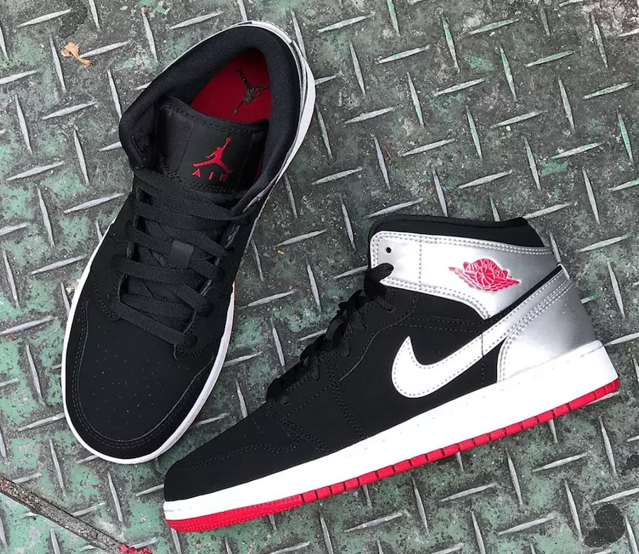 Air Jordan 1 Mid GS Noir Argent Gym Rouge 554725-057 Date de sortie