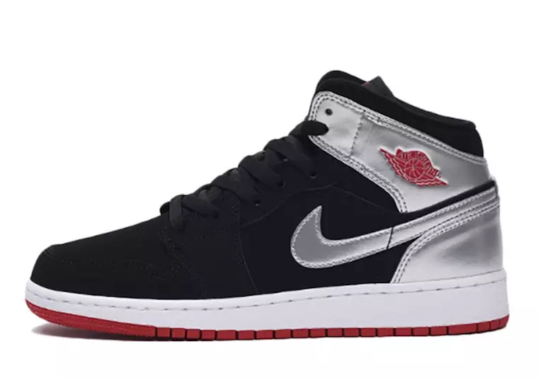 Air Jordan 1 Mid GS Black Silver Gym Red 554725-057 Дата на издаване