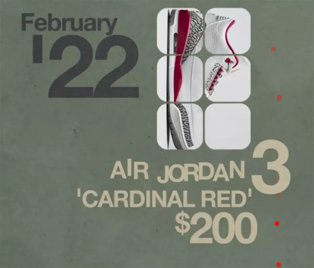 Air Jordan 3 Cardinal Red CT8532-126 Megjelenés dátuma