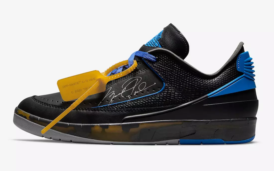 2021 Off-White Air Jordan 2 Low Black Varsity Royal DJ4375-004 გამოშვების თარიღი ფასი