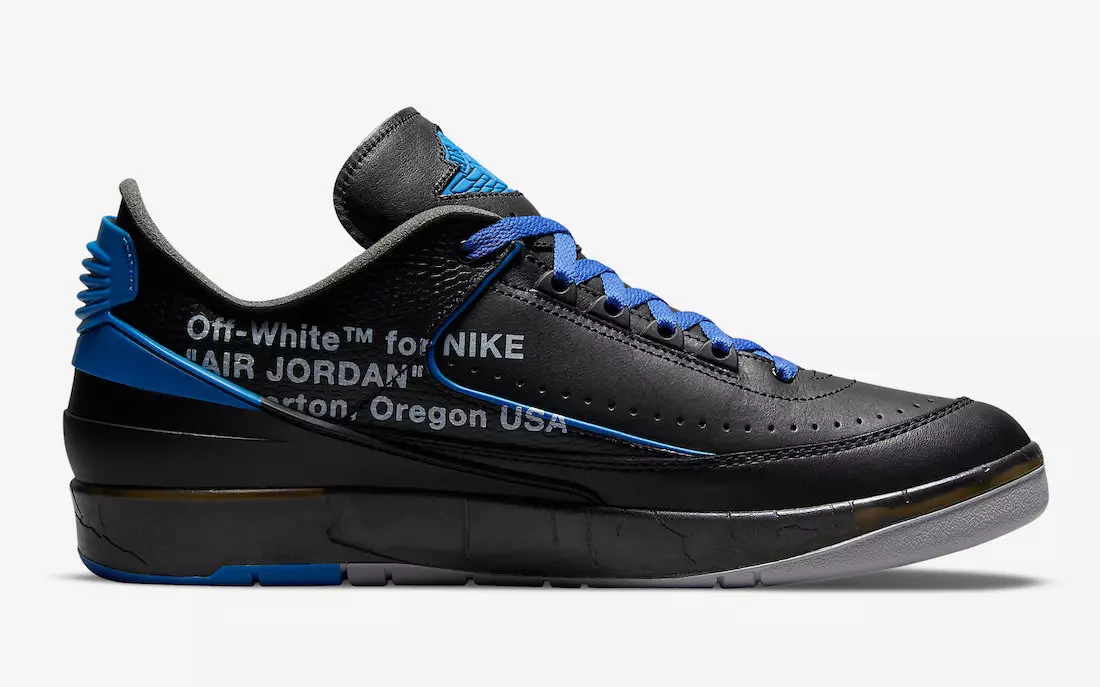 2021 Off-White Air Jordan 2 Low Black Varsity Royal DJ4375-004 Išleidimo data Kaina