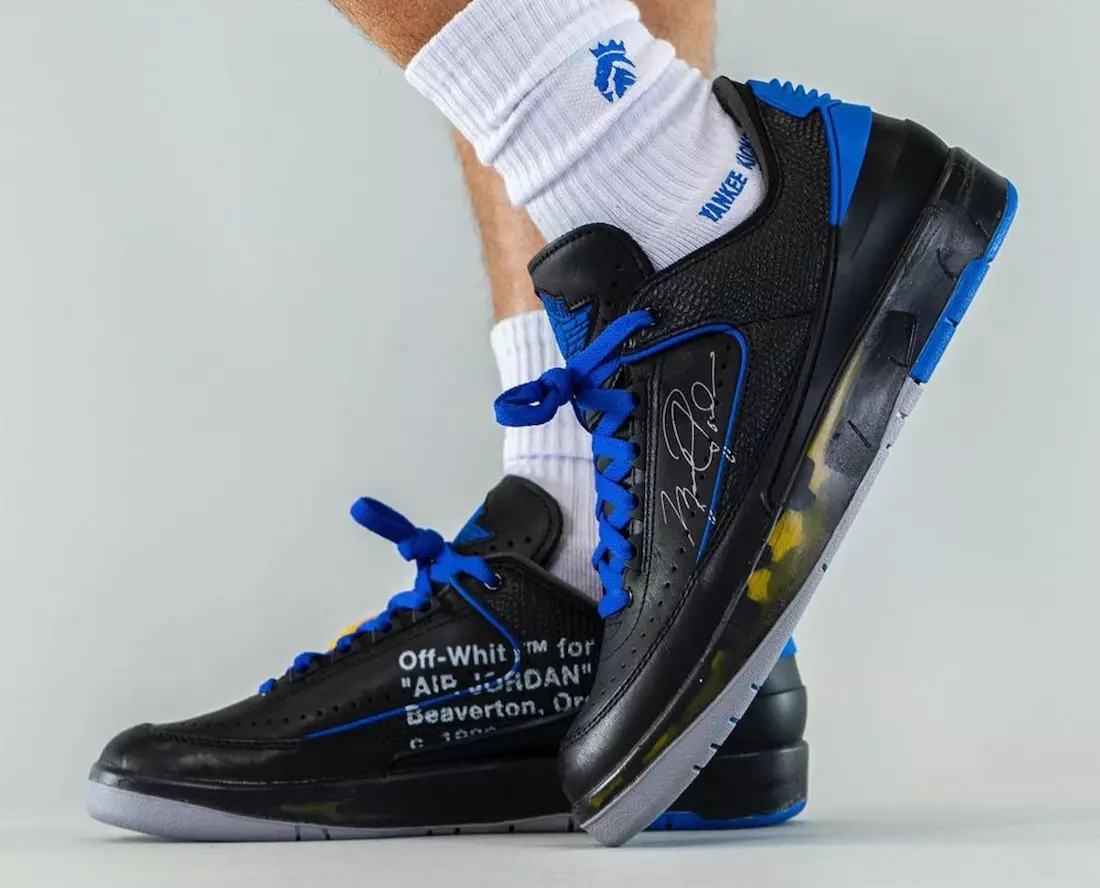 Off-White Air Jordan 2 Төмен Қара Көк DJ4375-004 Шығарылған Күні Аяқтағы