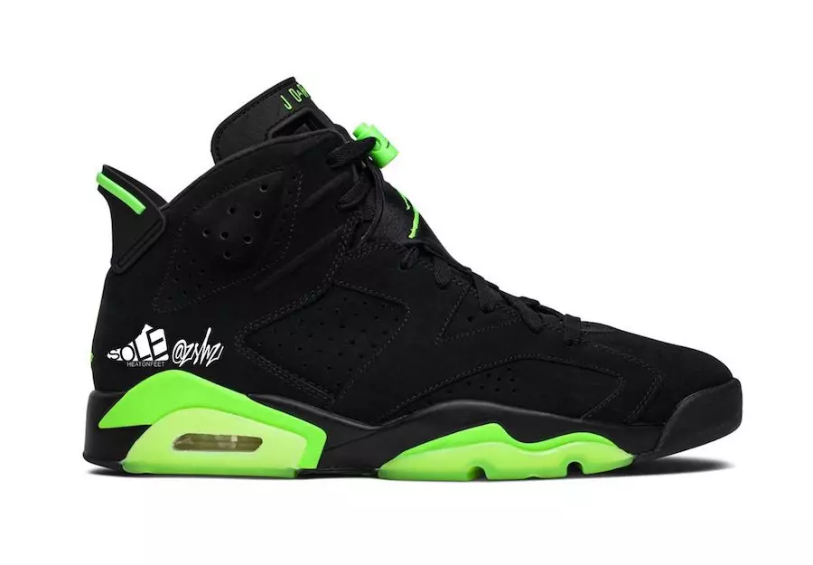 Air Jordan 6 Electric Green Цвет: черный/зеленый электрик Код стиля: CT8529-003 Дата выхода: 5 июня 2021 г. Цена: 190 долларов США