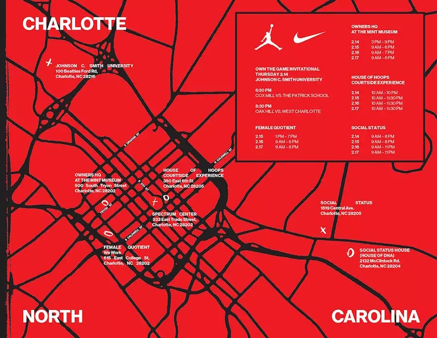 Esdeveniments de Charlotte del cap de setmana de les estrelles de la marca Nike Jordan 2019