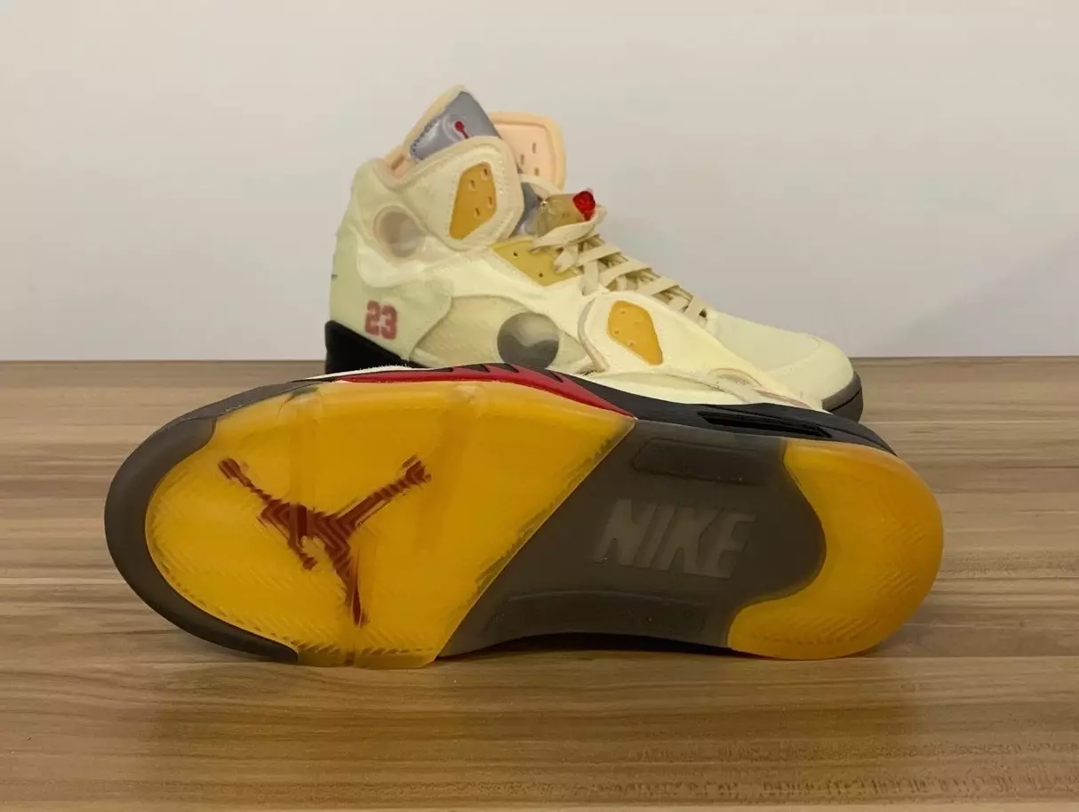 Off-White Air Jordan 5 Sail Fire Red Release DH8565-100