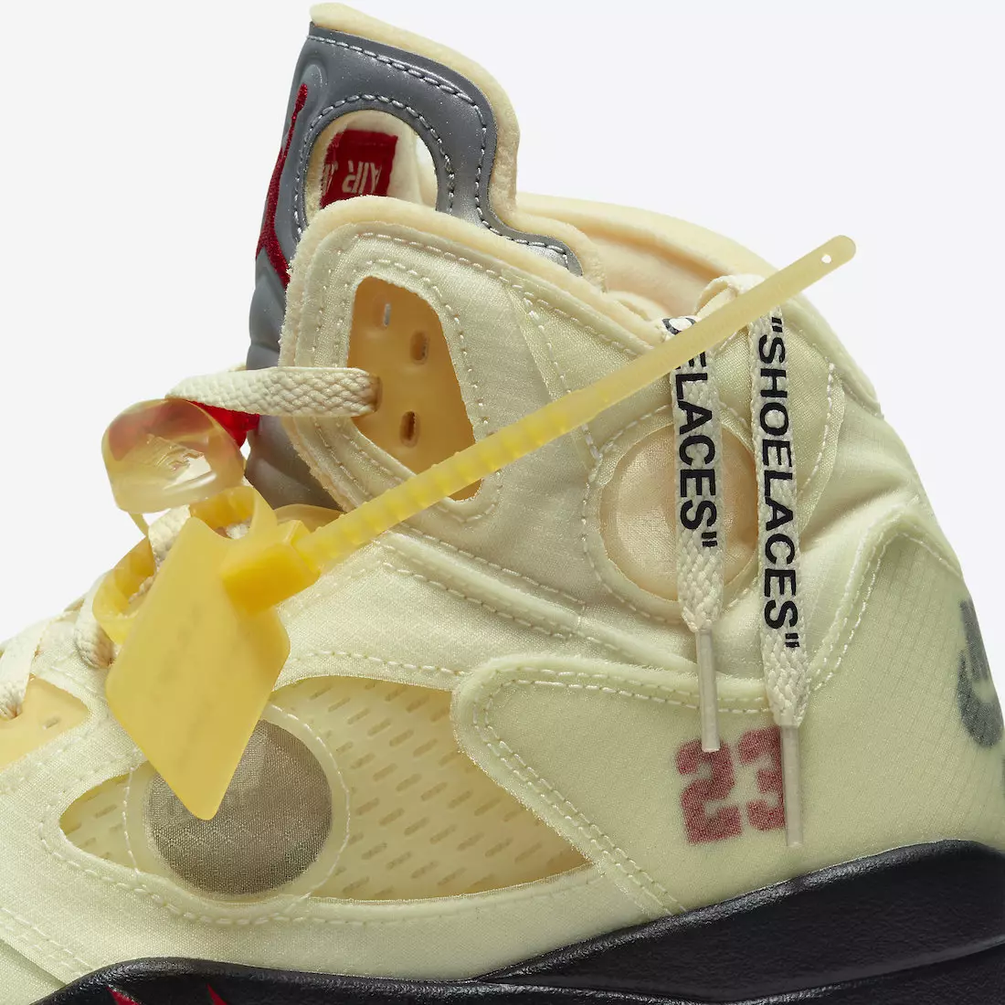 Off-White Air Jordan 5 Sail Fire အနီရောင် DH8565-100 ဖြန့်ချိသည့်ရက်စွဲ ဈေးနှုန်း