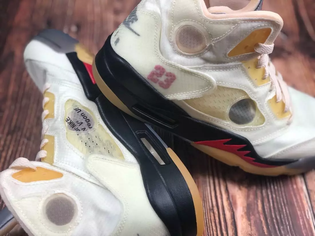 Off-White Air Jordan 5 Sail Fire Red Tanggal Rilis DH8565-100