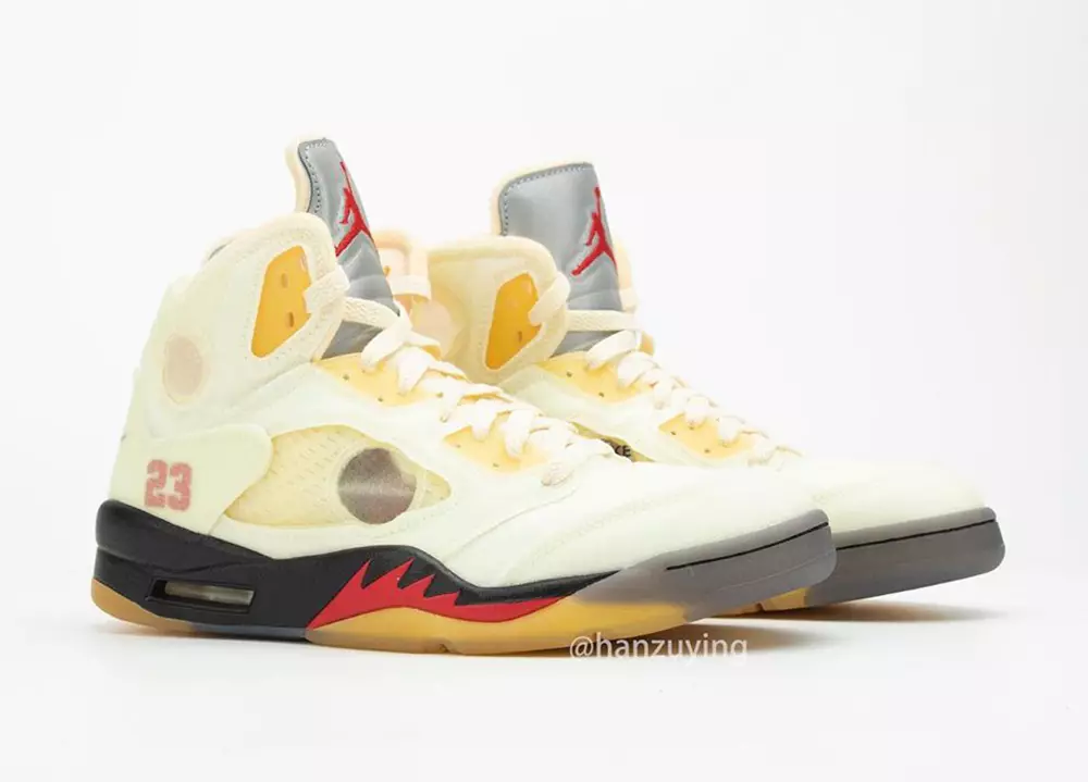 Off-White Air Jordan 5 Sail Fire Red DH8565-100 Дата выпуску Цэны