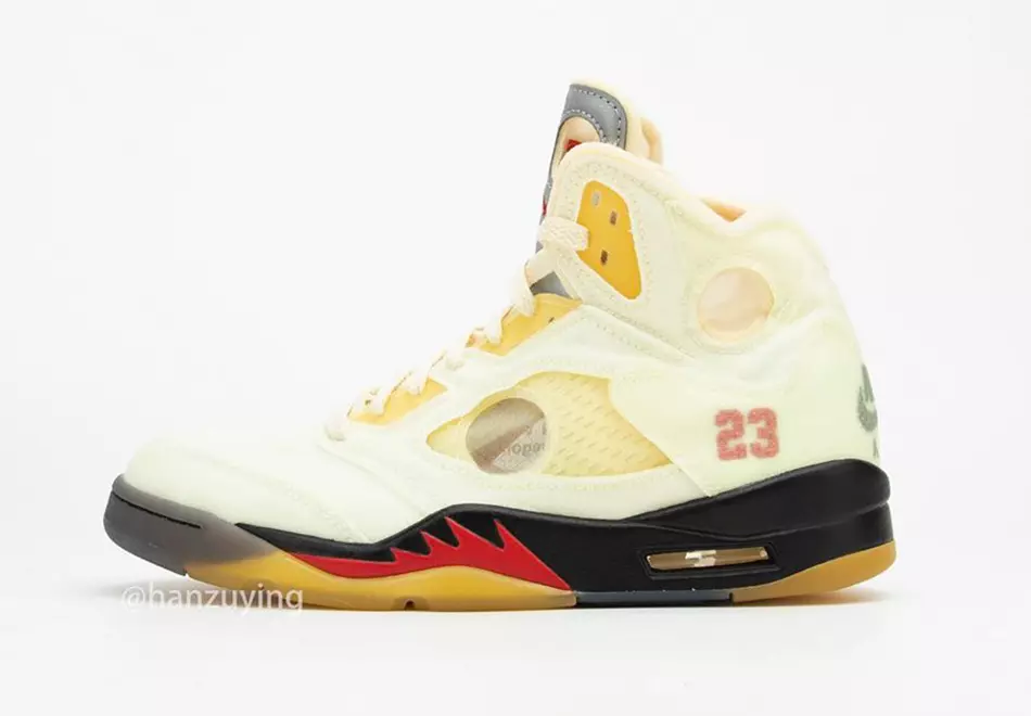 Off-White Air Jordan 5 Sail Fire Red DH8565-100 Harga Tarikh Tayangan