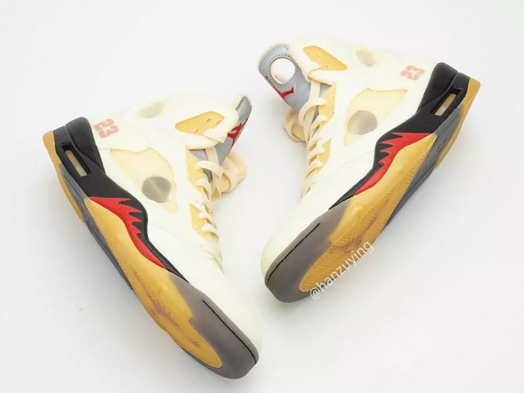 Off-White Air Jordan 5 Sail Fire Red DH8565-100 Utgivelsesdato Priser