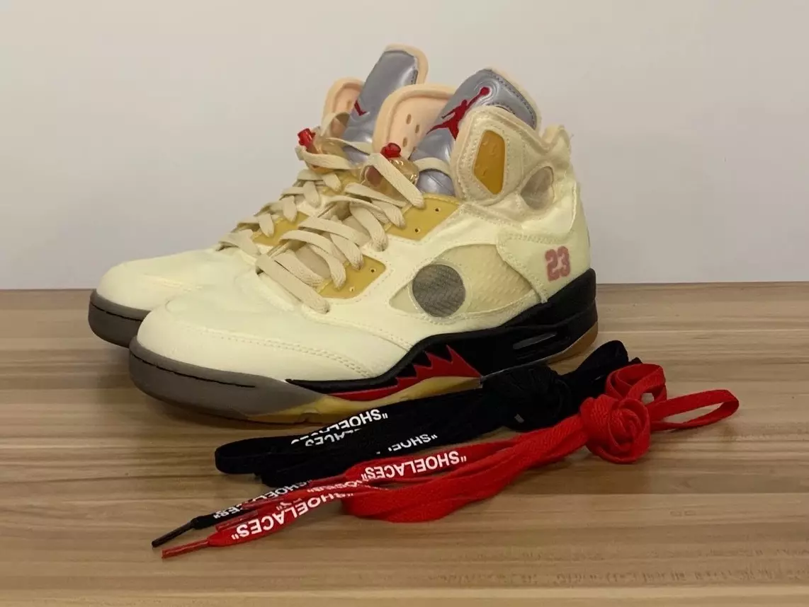 Off-White Air Jordan 5 Sail Fire Red Izlaišanas datums DH8565-100