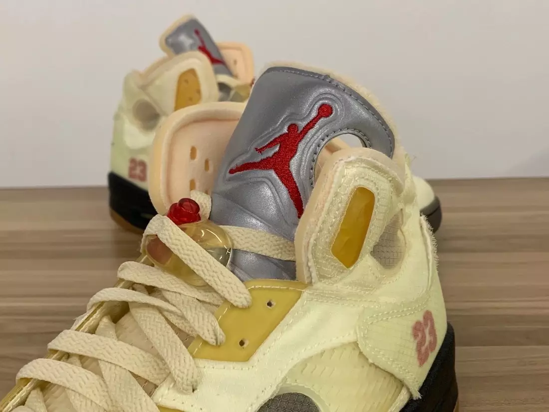 Off-White Air Jordan 5 Sail Fire Red Julkaisupäivä DH8565-100