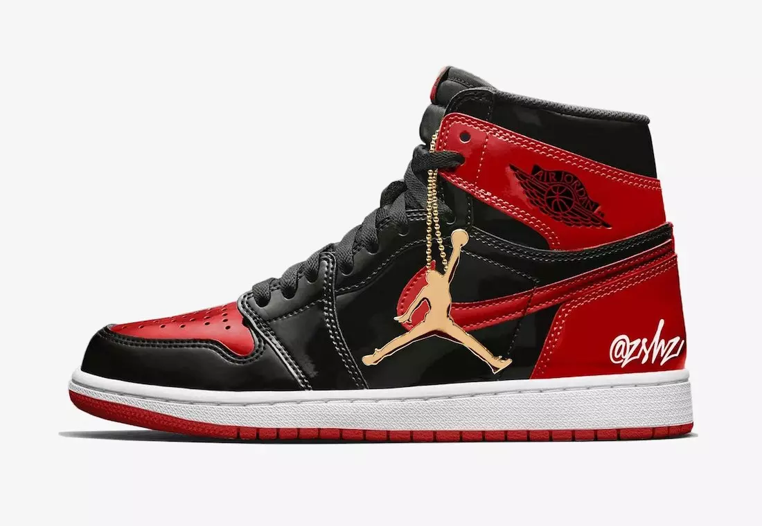 Лакированная кожа Air Jordan 1 Bred 555088-063