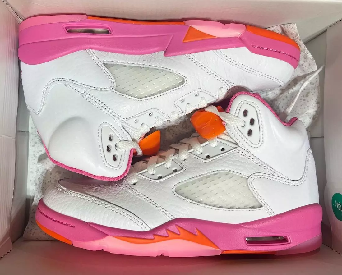 Air Jordan 5 GS White Pinksicle Safety Orange تاريخ إصدار WNBA