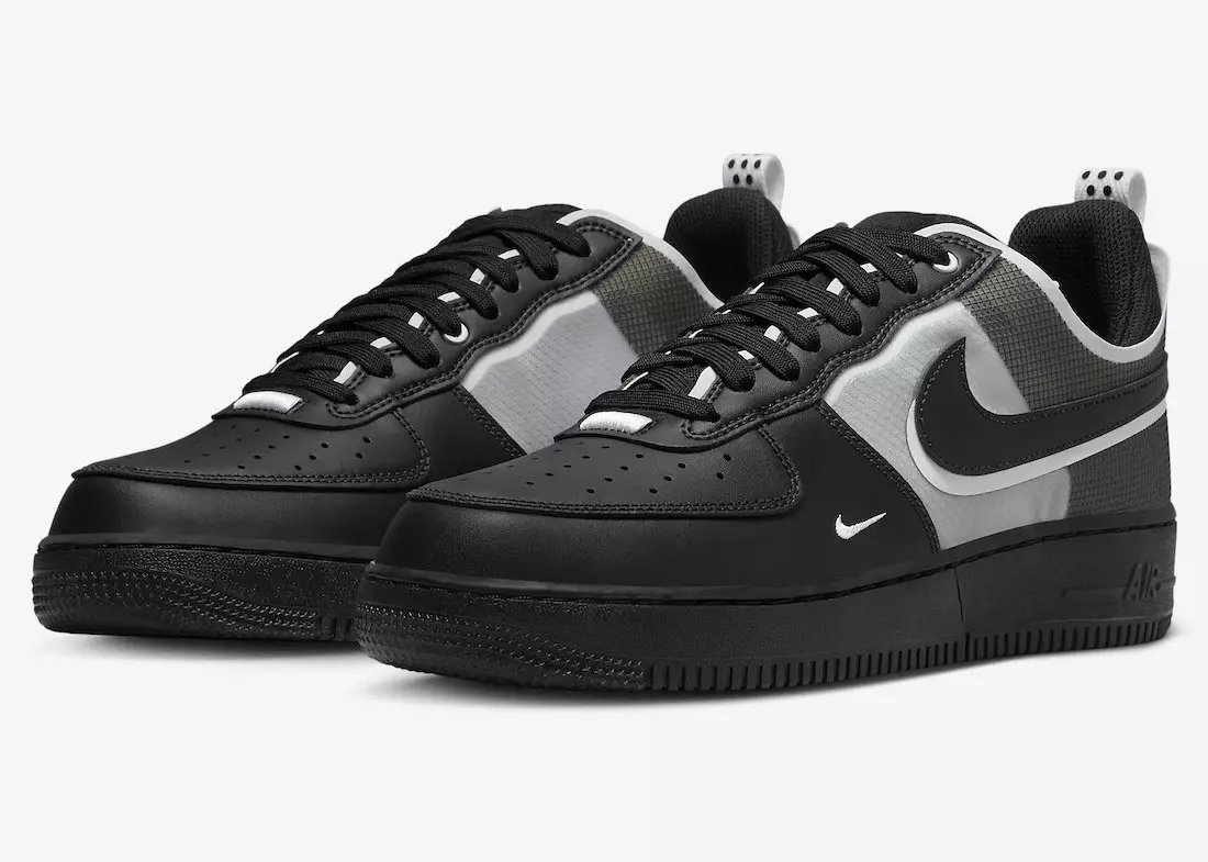 Nike Air Force 1 React Qara və Ağ rəngdə görünür