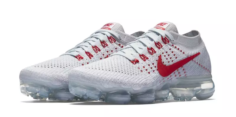 Nike Air VaporMax Flyknit Pure Platinum University Vermell