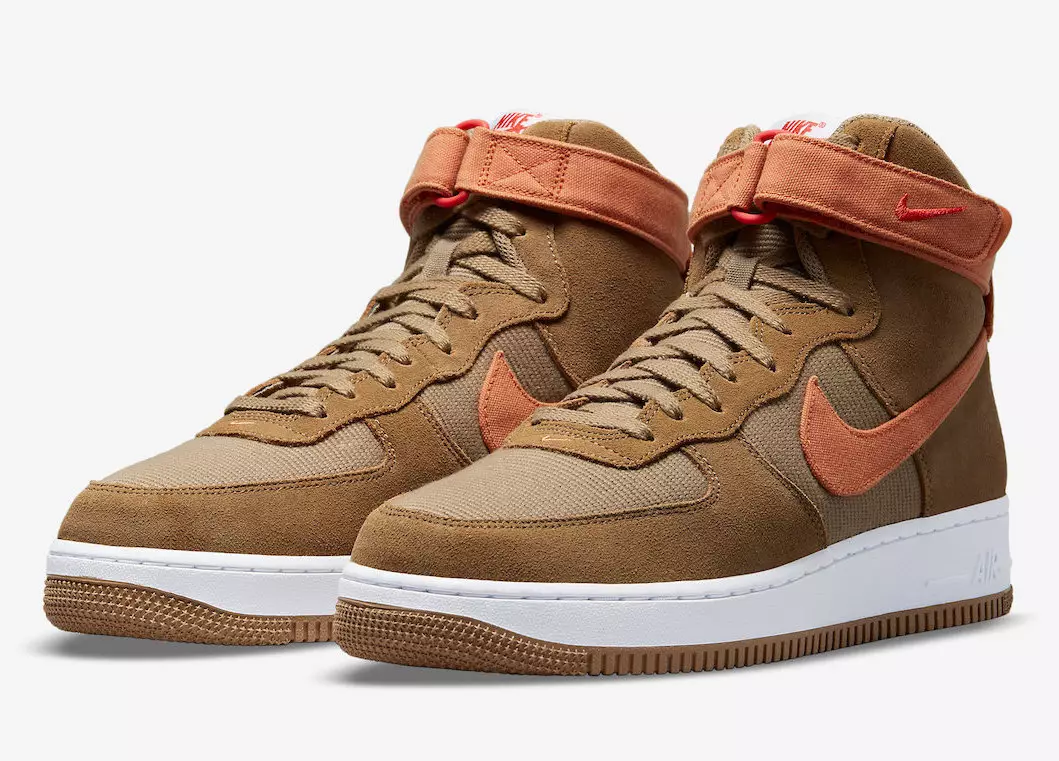 Nike Air Force 1 High қоңыр күдері мен қызғылт сары түсті