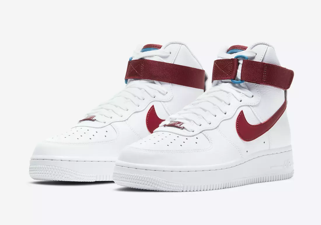 Nike Air Force 1 Yüksek Takım Kırmızı ve Yeşil Uçurum ile Detaylı