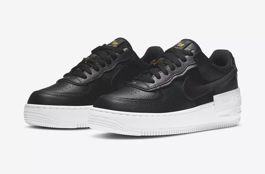 דעם שוואַרץ און ווייַס Nike Air Force 1 שאָטן קומט מיט גאָלד אַקסענץ