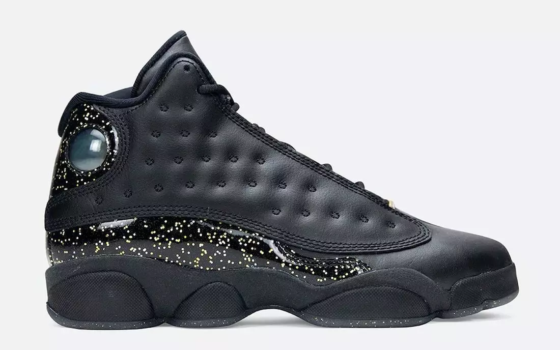 Air Jordan 13 GS שווארצע גאָלד גליטער DC9443-007 מעלדונג טאָג